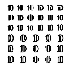 Vector art of circular arrow icon with number 10 isolated on white background