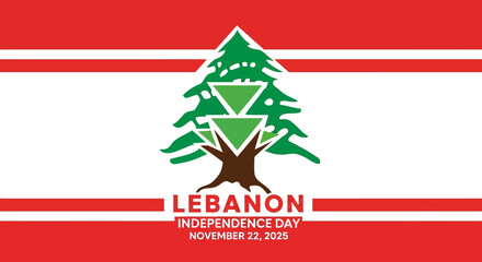 Celebrate Lebanon Independence Day 2025 with this vibrant flag and cedar tree design, perfect for greeting cards, social media, and national holiday promotions