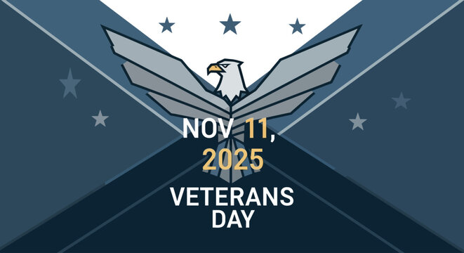 Celebrate Veterans Day 2025 with a powerful eagle graphic honoring service, sacrifice, and patriotic values, perfect for social media campaigns and community events