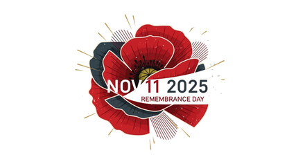 Remember November 11th, 2025 on Remembrance Day with this beautiful red poppy design, a symbol of respect, remembrance, and enduring peace for generations to come