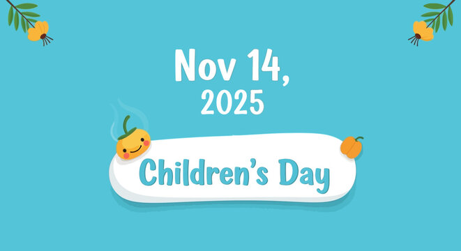Celebrate Children's Day on November 14, 2025 with this adorable, cheerful design perfect for greeting cards, social media posts, and party invitations for kids and families