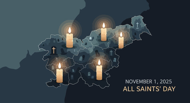 Remember loved ones this All Saints' Day with a heartfelt tribute, featuring candles and gravesites on a map of Slovenia to honor those who passed away in November 2025