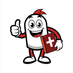 Bible School Mascot Thumbs Up Vector Illustration
