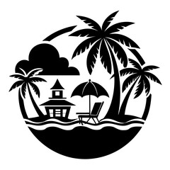 tropical island with palm trees