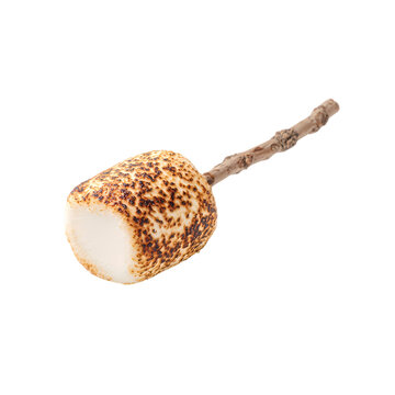 Stick with roasted marshmallow isolated on transparent background