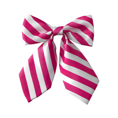 Fototapeta premium Striped White and pink tie bow isolated on transparent background