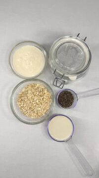 Overnight Oats with Fresh Berries, Healthy Breakfast in Natural Light
