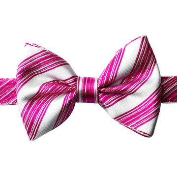 Striped White and pink tie bow isolated on transparent background