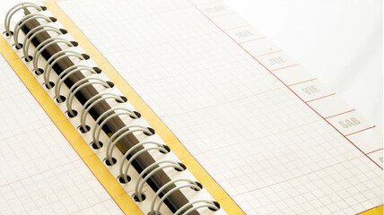 Close up of a spiral notebook empty