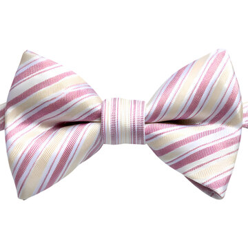 Striped White and pink tie bow isolated on transparent background