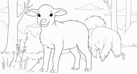 Farm animals cartoon with sheep lamb goat and cow illustration
