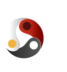 Abstract multicolored yin yang symbol isolated on white background