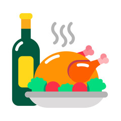 Flat style icon showing traditional christmas meal