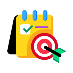 A flat style icon showing a goal planner