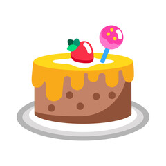 Flat style icon depicting a cake