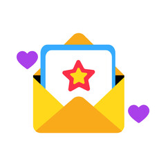 A flat style icon showing an envelope