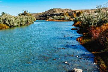 Fall Foliage on the Clarks Fork of the Yellowstone River on Highway 72 in Montana.
