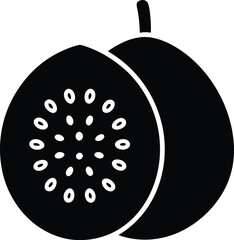 Guava Fruit Cut Silhouette Illustration, Healthy Tropical Fruit Vector Icon Isolated on Transparent Background for Juice Products