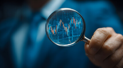 Analyzing financial data with a magnifying glass crypto trading concept AI Generated