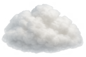 Fluffy white cloud formation on transparent background, symbolizing dreams, imagination, weather, and freedom