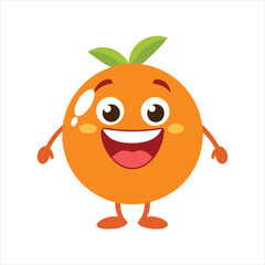 Funny Orange Fruit Icon Illustration for Kids