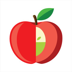 Half Apple Vector Art for Nutrition and Diet Concepts