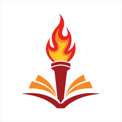 Learning Flame Torch Logo Vector Illustration