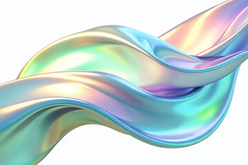 Abstract iridescent flowing fabric on a white background. Design detail