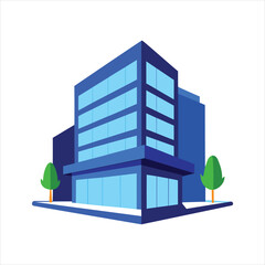 Modern Blue Office Building Vector Illustration