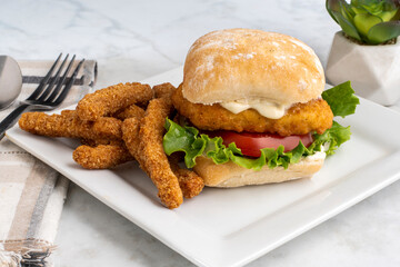 chicken fillet sandwich with chicken fries