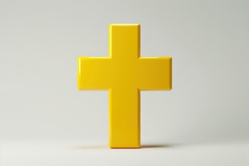 Realistic yellow cross mark 3D render icon on white background, perfect for warning pop-up, cancel button, or error message in app interface design and web user experience graphics