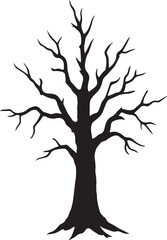 "Leafless Tree Silhouette – Dramatic Winter Branches Isolated on White Background"