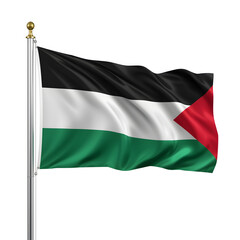 Palestinian Flag Flutters: A Palestinian flag billows proudly in the breeze against the clear sky, a symbol of national identity and heritage.