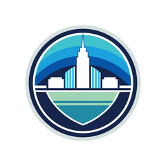 Obraz premium circular skyline emblem logo vector