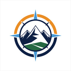 Mountain Compass Logo Vector Design Illustration
