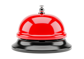 A shiny red service bell isolated on transparent background, ready to be rung