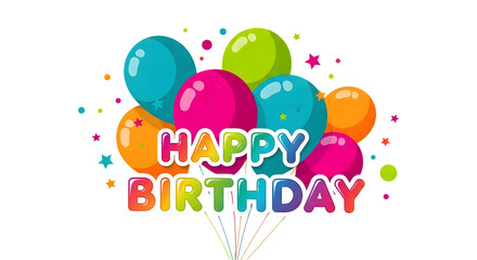 Happy birthday balloons celebration isolated on transparent background