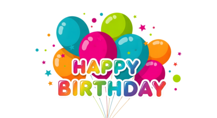 Happy birthday balloons celebration isolated on transparent background