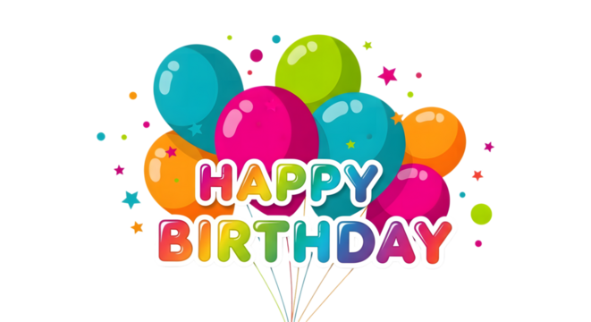 Happy birthday balloons celebration isolated on transparent background