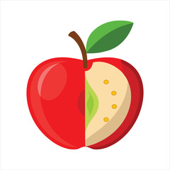 Red Apple Cut in Half Vector Illustration