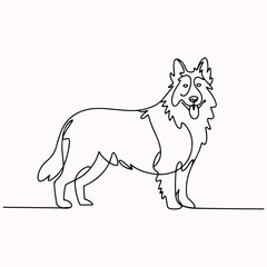 Continuous line art drawing of a beautiful standing dog, showcasing elegance and simplicity in a minimalist animal design