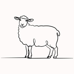 Minimalist Line Art of a Sheep A Simple and Elegant Illustration for Design Projects