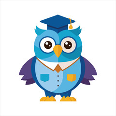 Smart Owl Teacher Cartoon Icon Vector Graphic