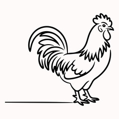 Simple Outline of a Rooster A Clean and Elegant Vector Design for Your Projects