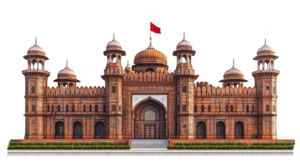 Lahore fort badshahi mosque entrance, pakistan, isolated on transparent background