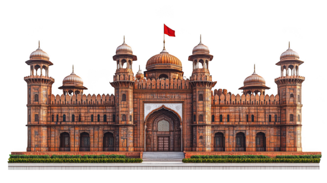 Lahore fort badshahi mosque entrance, pakistan, isolated on transparent background