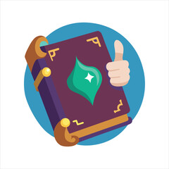 Thumbs Up Magic Spell Book Vector Illustration