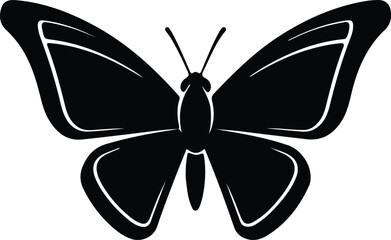 Silhouette black butterfly isolated on white background vector illustration