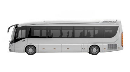 Modern white passenger bus isolated on transparent background