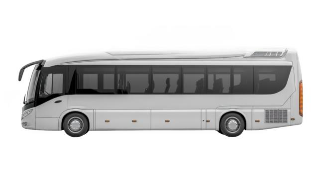 Modern white passenger bus isolated on transparent background